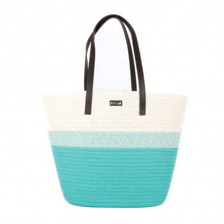 Panier porté épaule LES TROPEZIENNES "Danatil" turquoise | Sac de plage été femme style bohème chic pas cher