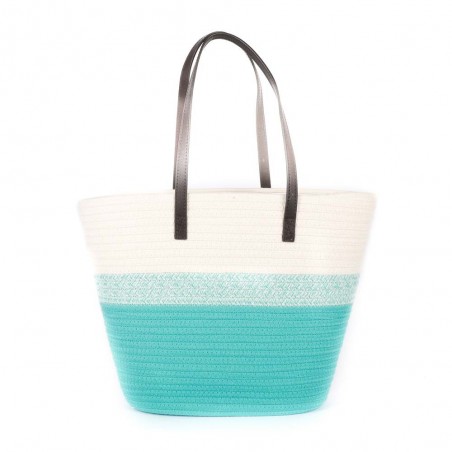 Panier porté épaule LES TROPEZIENNES "Danatil" turquoise | Sac de plage été femme style bohème chic pas cher