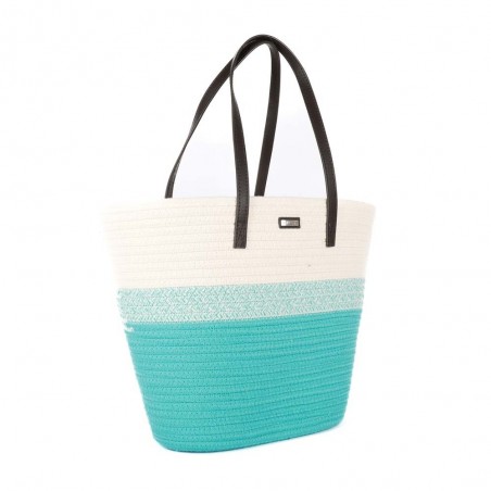 Panier porté épaule LES TROPEZIENNES "Danatil" turquoise | Sac de plage été femme style bohème chic pas cher