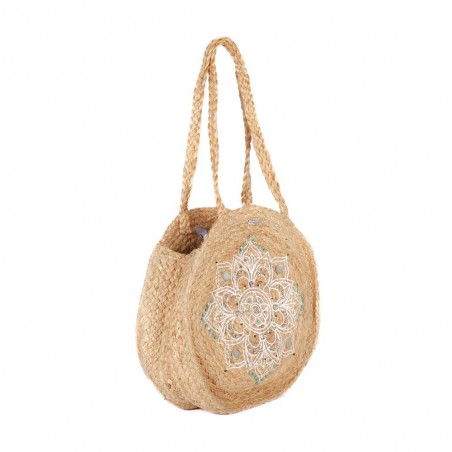 Panier rond LES TROPEZIENNES "Hossa" | Sac de plage original femme bohème chic brodé