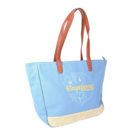 Cabas femme LES TROPÉZIENNES "Mojave" bleu | Sac shopping plage été pas cher