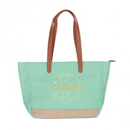 Cabas femme LES TROPÉZIENNES "Mojave" lagon turquoise| Sac shopping plage été pas cher