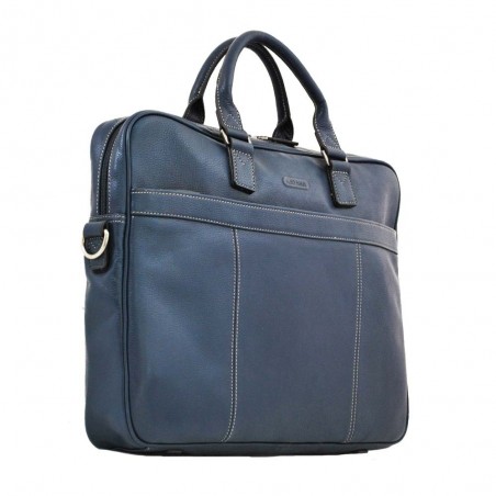 Sac porte ordinateur 17 en cuir bleu