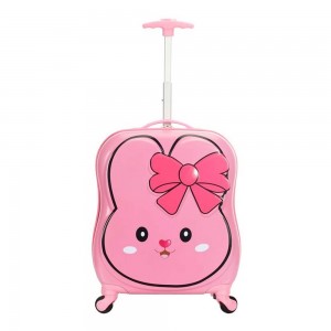 Valise enfant SNOWBALL "Lapin Rose" rose | Bagage cabine à roulettes fille original pas cher girly