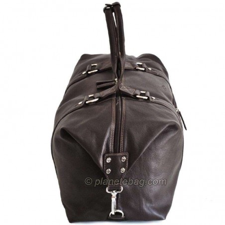 Sac de voyage en cuir KATANA marron foncé chocolat | Bagage homme taille cabine style luxe pas cher