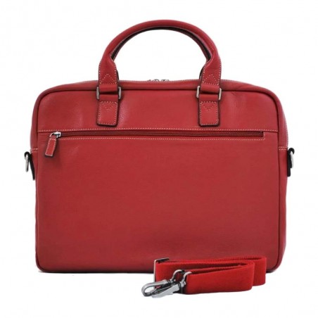 Cartable porte-ordinateur 15" en cuir KATANA rouge | Sacoche ordinateur femme PC 15 pouces classique élégant