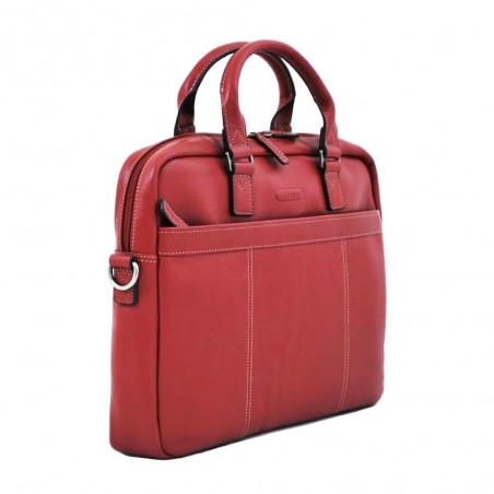 Cartable porte-ordinateur 15" en cuir KATANA rouge | Sacoche ordinateur femme PC 15 pouces classique élégant