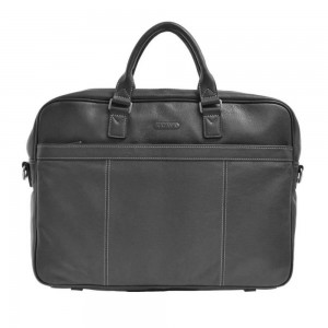 Cartable porte-ordinateur 15" en cuir KATANA noir | Sacoche ordinateur homme femme PC 15 pouces classique élégant