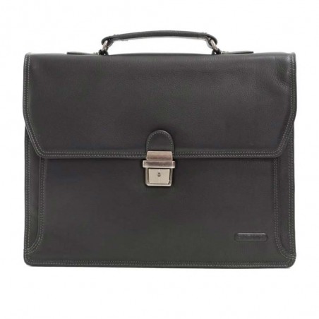 Cartable homme en cuir KATANA noir | Porte-documents classique 2 soufflets