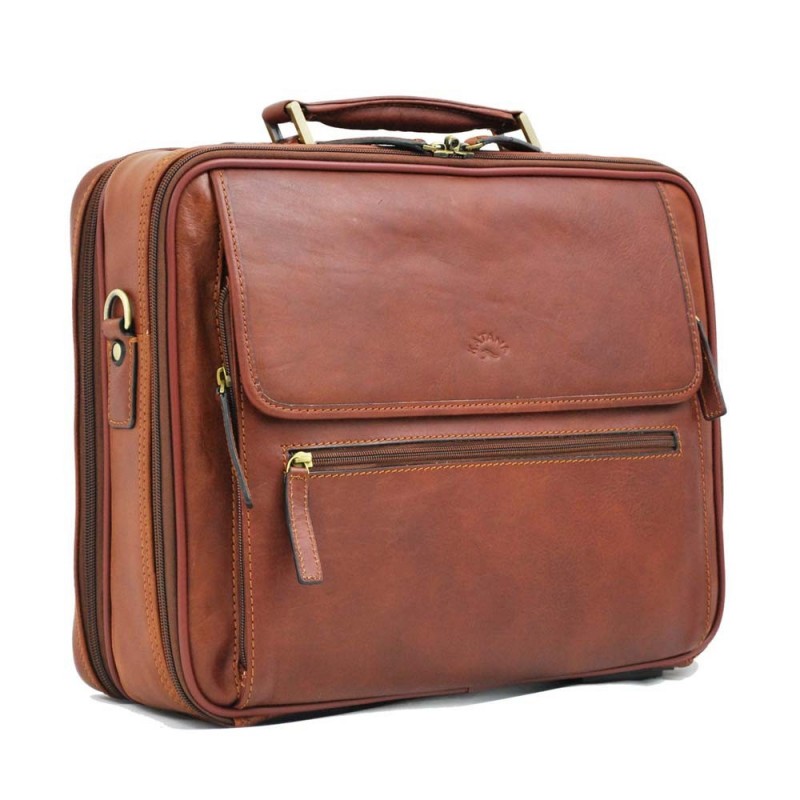 Attache case business en cuir KATANA 15 marron Planetebag