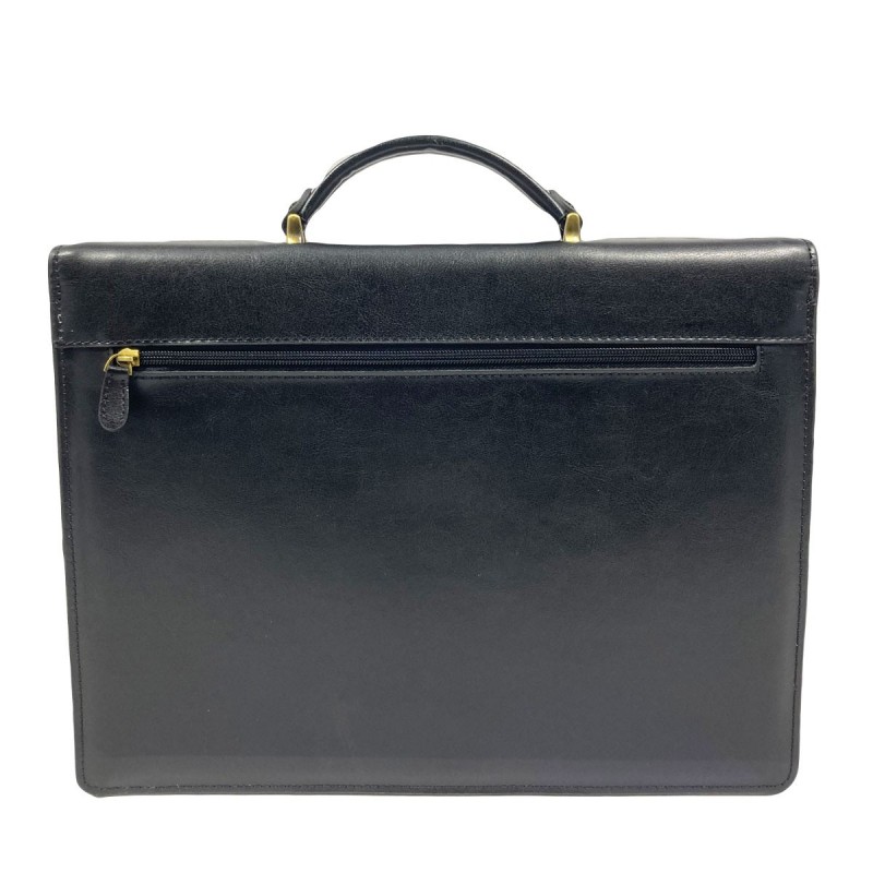 Cartable homme en cuir 2 soufflets KATANA noir Planetebag