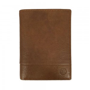 Portefeuille en cuir homme SERGE BLANCO "Anchorage" cognac | Porte-cartes porte-monnaie qualité marque française