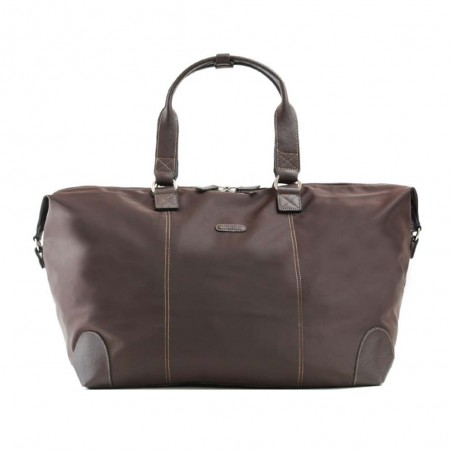 Sac de voyage KATANA nylon et cuir XL marron foncé chocolat | Bagage femme grand format élégant chic pas cher Sac de voyage KATANA nylon et cuir XL marron foncé chocolat | Bagage femme grand format élégant chic pas cher