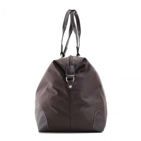 Sac de voyage KATANA nylon et cuir XL marron foncé chocolat | Bagage femme grand format élégant chic pas cher