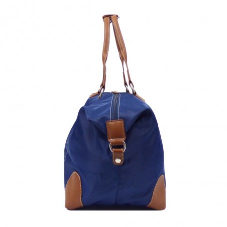 Sac de voyage KATANA nylon et cuir XL bleu marine | Bagage femme grand format élégant chic pas cher