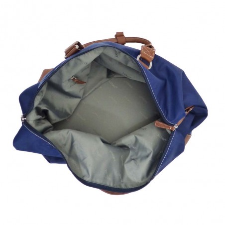 Sac de voyage KATANA nylon et cuir XL bleu marine | Bagage femme grand format élégant chic pas cher