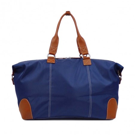 Sac de voyage KATANA nylon et cuir XL bleu marine | Bagage femme grand format élégant chic pas cher