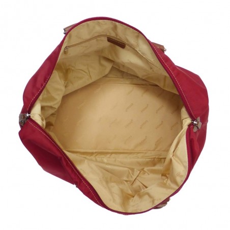 Sac de voyage KATANA nylon et cuir XL rouge | Grand sac week-end femme style classique pas cher