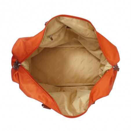 Sac week-end KATANA nylon et cuir orange | Bagage femme style classique élégant pas cher Sac week-end KATANA nylon et cuir orange | Bagage femme style classique élégant pas cher