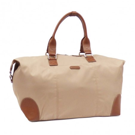 Sac week-end KATANA nylon et cuir beige | Bagage femme style classique élégant pas cher