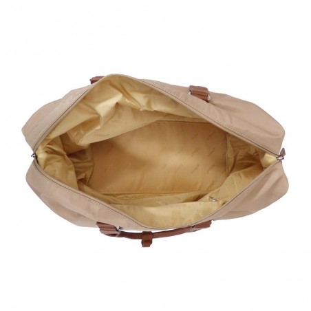 Sac week-end KATANA nylon et cuir beige | Bagage femme style classique élégant pas cher Sac week-end KATANA nylon et cuir beige | Bagage femme style classique élégant pas cher