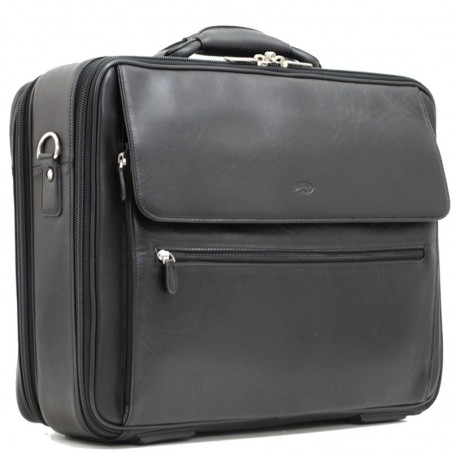 Katana | Attaché-case business en cuir 17" noir | Bagage professionnel classique élégant