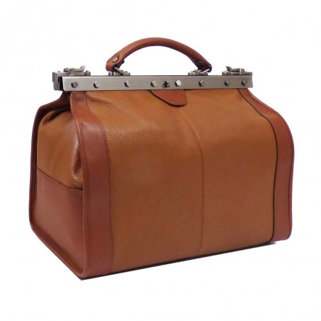 Sac de voyage en cuir KATANA "Doctor Bag" 42cm marron | Petit sac de médecin vintage élégant qualité luxe pas cher