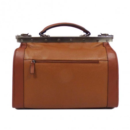 Sac de voyage en cuir KATANA "Doctor Bag" 42cm marron | Petit sac de médecin vintage élégant qualité luxe pas cher