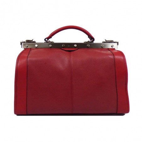 Sac de voyage en cuir KATANA "Doctor Bag" 42cm rouge bordeaux | Petit sac de médecin vintage élégant qualité luxe pas cher