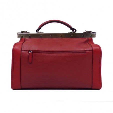 Sac de voyage en cuir KATANA "Doctor Bag" 42cm rouge bordeaux | Petit sac de médecin vintage élégant qualité luxe pas cher