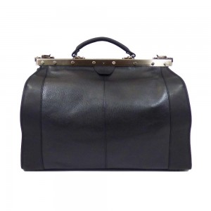Sac de voyage en cuir KATANA "Doctor Bag" 42cm noir | Petit sac de médecin vintage élégant qualité luxe pas cher