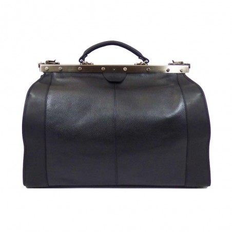 Sac de voyage en cuir KATANA "Doctor Bag" 42cm noir | Petit sac de médecin vintage élégant qualité luxe pas cher