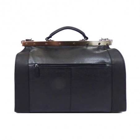 Sac de voyage en cuir KATANA "Doctor Bag" 42cm noir | Petit sac de médecin vintage élégant qualité luxe pas cher