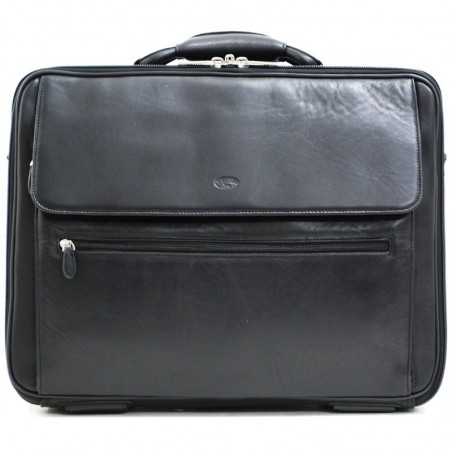 Katana | Attaché-case business en cuir 17" noir | Bagage professionnel classique élégant