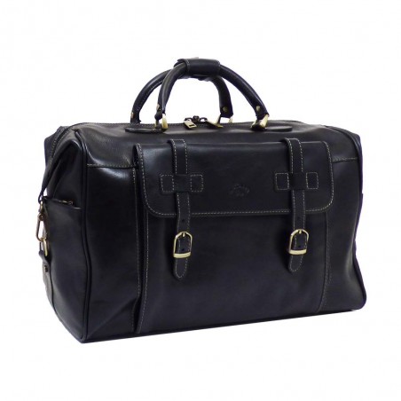 Sac de voyage cabine en cuir KATANA noir | Bagage homme qualité luxe pas cher