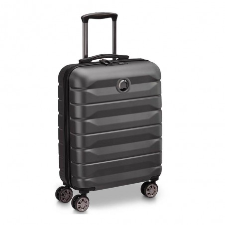 Valise cabine slim DELSEY "Air Armour" noir | Bagage avion petite taille qualité marque française