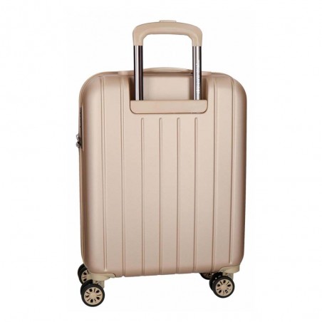 Valise cabine 55cm MOVOM "Wood" champagne | Bagage petit format sécurisé beige femme pas cher