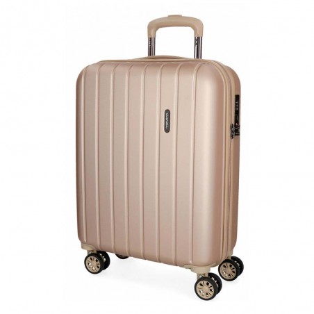 Valise cabine 55cm MOVOM "Wood" champagne | Bagage petit format sécurisé beige femme pas cher