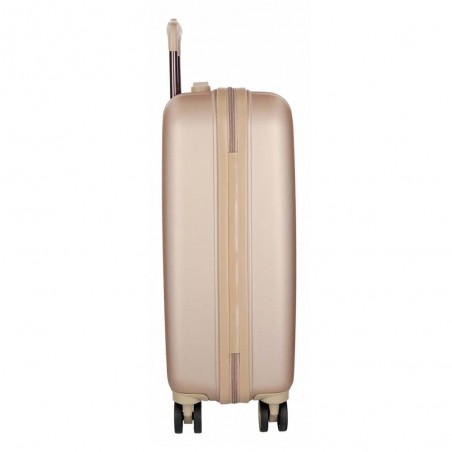 Valise cabine 55cm MOVOM "Wood" champagne | Bagage petit format sécurisé beige femme pas cher