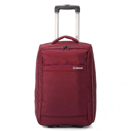 Valise cabine pliable 2 roues BENZI "New" rouge bordeaux | Petit bagage léger gain de place pas cher