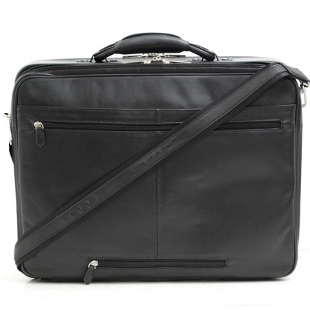 Katana | Attaché-case business en cuir 17" noir | Bagage professionnel classique élégant