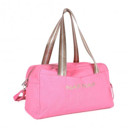 Sac polochon NAF NAF "Papilio" rose vif | Sac de voyage sac de sport fille femme pas cher