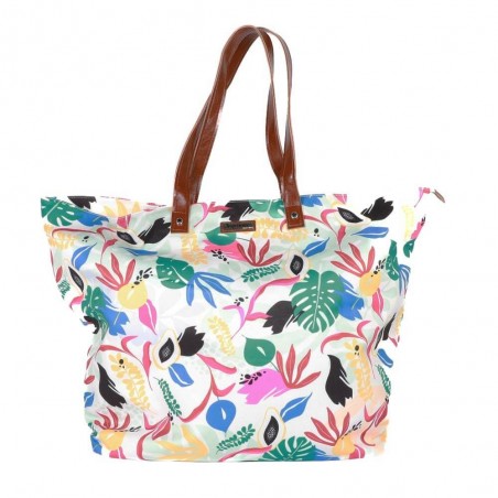 Maxi sac de plage LES TROPEZIENNES "Lauca" jungle | Cabas femme XL familial original pas cher