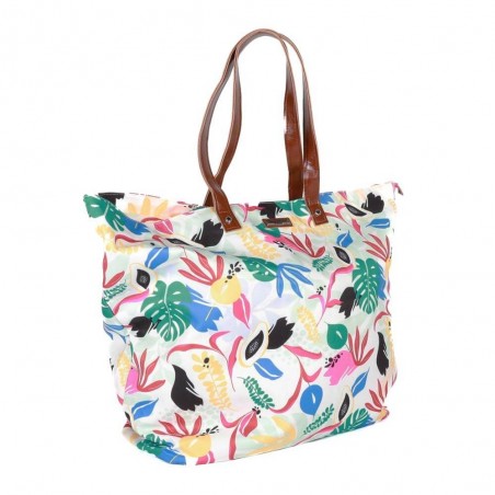 Maxi sac de plage LES TROPEZIENNES "Lauca" jungle | Cabas femme XL familial original pas cher