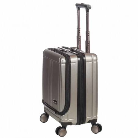 Valise cabine avec compartiment PC gris argent | Bagage business petit format polycarbonate