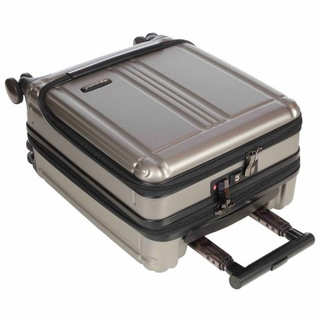 Valise cabine avec compartiment PC gris argent | Bagage business petit format polycarbonate