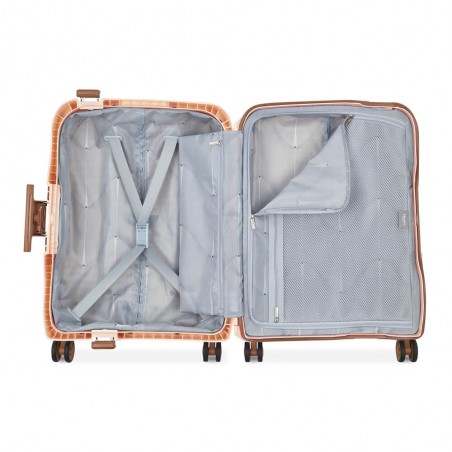 DELSEY valise cabine 4 roues 55cm "Moncey" slim rose poudré | Bagage haut de gamme pas cher