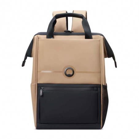 DELSEY sac à dos PC 14 pouces "Turenne" beige sable | Sac étanche style urbain sécurisé