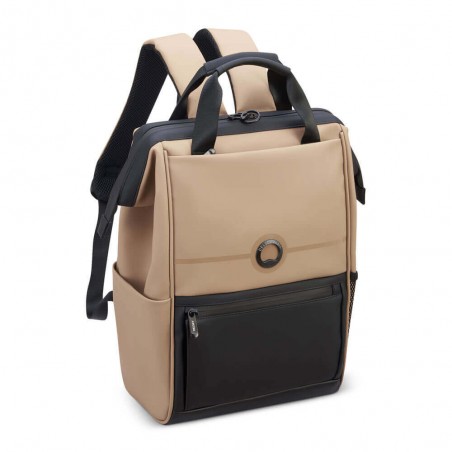 DELSEY sac à dos PC 14 pouces "Turenne" beige sable | Sac étanche style urbain sécurisé