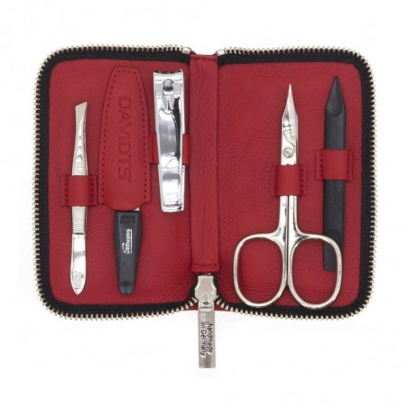 Set manucure cuir "Siena" M rouge | Kit manucure de voyage ustensiles Solingen fabriqué en Allemagne haute qualité